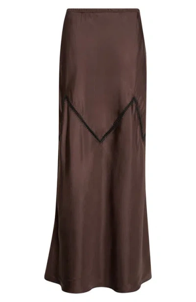 Diotima Orisha Embroidered Silk Maxi Skirt In Brown