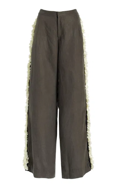 Diotima Oyster Burlap Shell Trouser In Grey