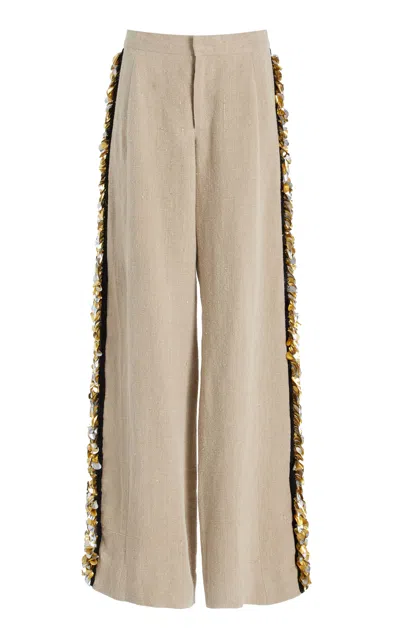 Diotima Oyster Burlap Shell Trouser In Nude