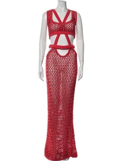 Pre-owned Diotima Patterned Dress Set In Red