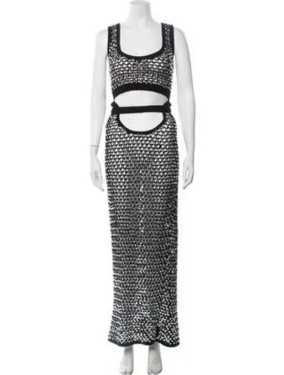 Pre-owned Diotima Patterned Long Dress In Black