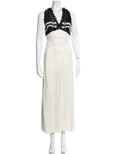 Pre-owned Diotima Patterned Long Dress In Neutrals