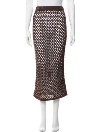Pre-owned Diotima Patterned Long Skirt In Brown