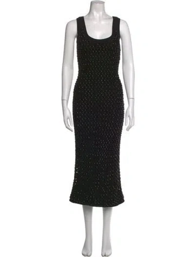 Pre-owned Diotima Patterned Midi Length Dress In Black