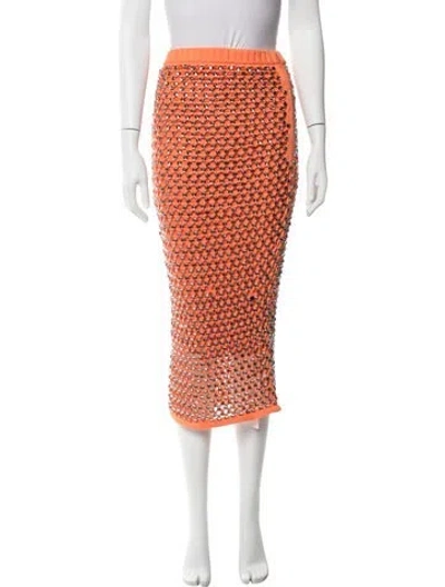 Pre-owned Diotima Patterned Midi Length Skirt In Orange