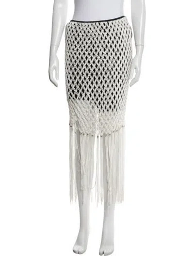 Pre-owned Diotima Patterned Midi Length Skirt In White