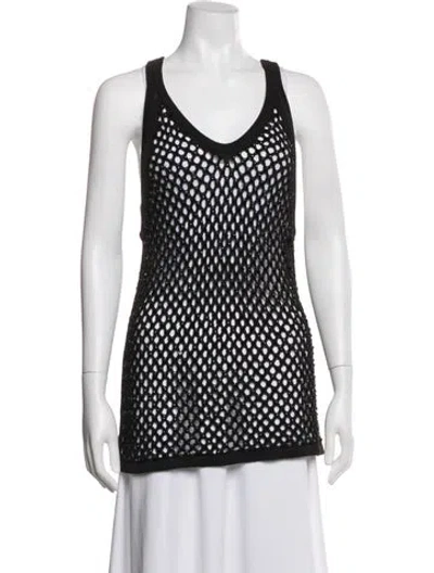 Pre-owned Diotima Patterned V-neck Top W/ Tags In Black