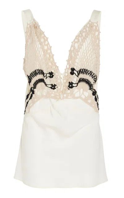 Diotima Pavona Crochet-detailed Camisole Top In Ivory