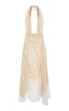 Diotima Piano Embroidered Silk Chiffon Maxi Dress In Off-white