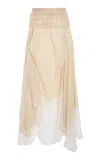 Diotima Piano Embroidered Silk Chiffon Maxi Skirt In Ivory
