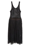Diotima Pocomania Cotton Fishnet Midi Dress In Black