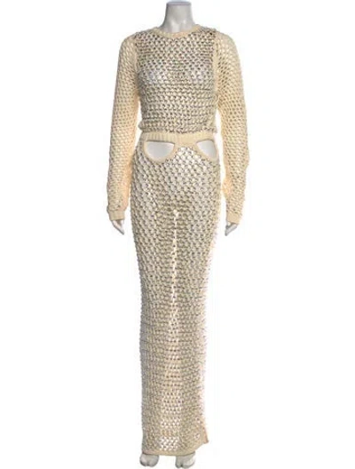 Pre-owned Diotima Printed Long Dress In Neutrals