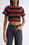 Diotima Rae Stripe Open Stitch Crop Sweater In Multi