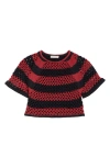 Diotima Rae Stripe Open Stitch Crop Sweater In Paprika