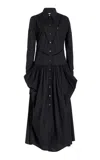 Diotima Ritual Hand-stitched Cotton Midi Dress In Black