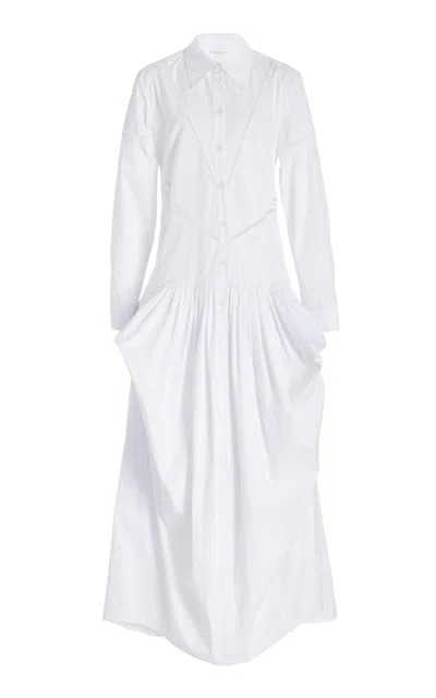 Diotima Ritual Hand-stitched Cotton Midi Dress In White