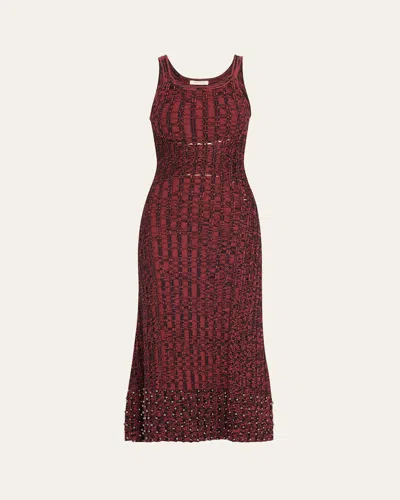 Diotima Samedi Rib Two-tone Studded Dress In Paprika-black