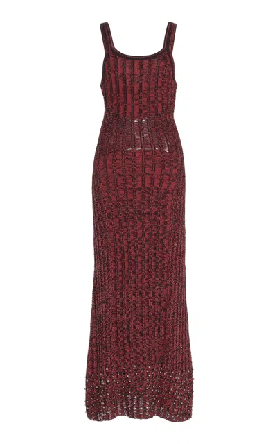 Diotima Samedi Stud-embellished Ribbed-knit Dres In Brown