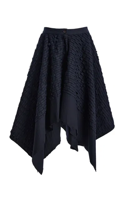 Diotima Sargasso Lattice Chino Midi Skirt In Blue