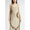 Diotima Scatter Fringe Cutout Wool Midi Dress In Neutral