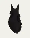Diotima Scatter Fringed Cutout Wool Midi Dress In Black