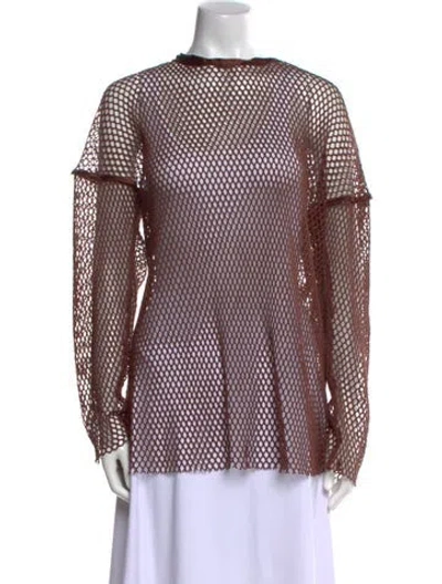 Pre-owned Diotima Scoop Neck Long Sleeve Blouse In Brown