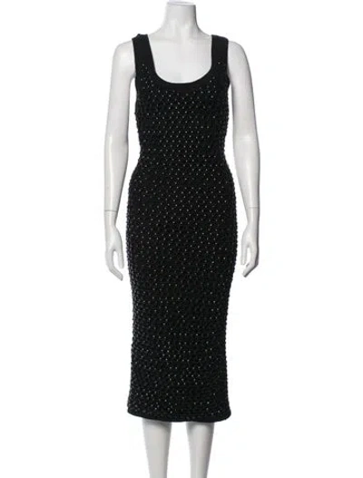 Pre-owned Diotima Scoop Neck Midi Length Dress In Black