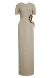 Diotima Seaford Embellished Linen Maxi Dress In Beige