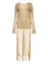 Diotima Sequins-embellished Fringe Maxi Dress In Neutral