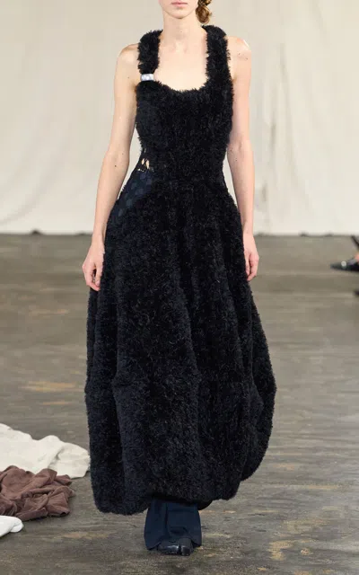 Diotima Shore Fluffy Organza Maxi Dress In Black