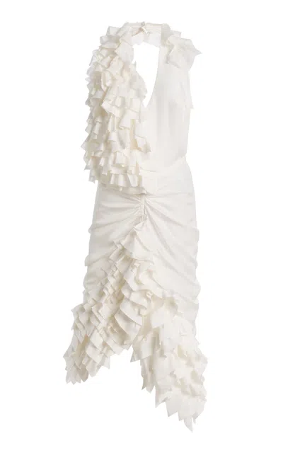 Diotima Sirena Silk Twill Maxi Dress In White