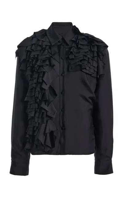 Diotima Sirena Silk Twill Top In Black
