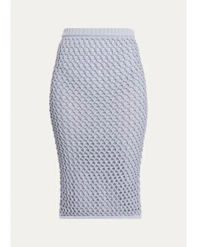 Diotima Spice Crystal Crochet Knit Midi Skirt In Cloud