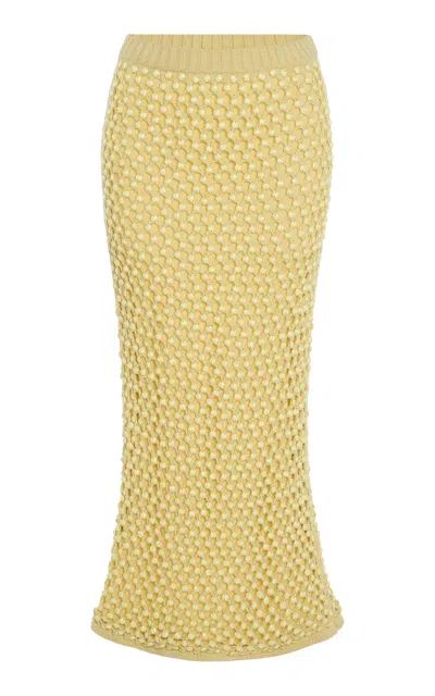 Diotima Spice Crystal-embellished Knit Midi Skirt In Yellow