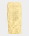 Diotima Spice Crystal Striped Crochet Knit Midi Skirt In Neutral