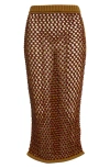 Diotima Spice Embellished Fishnet Sweater Skirt In Cumin