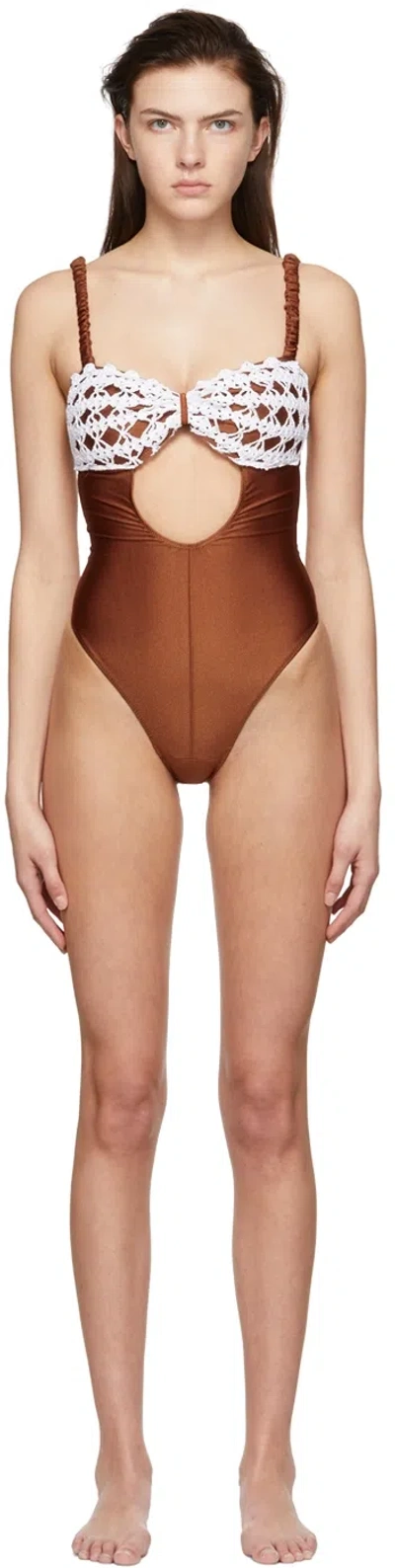 Diotima Ssense Exclusive Tan Nylon One-piece Swimsuit In K003 White-