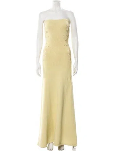 Pre-owned Diotima Strapless Long Dress In Yellow