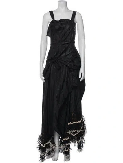 Pre-owned Diotima Striped Long Dress In Black