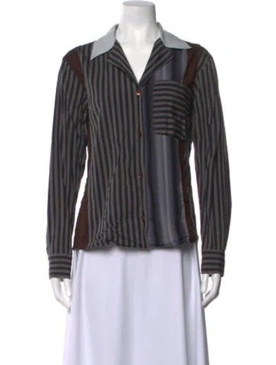 Pre-owned Diotima Striped V-neck Top In Multicolor