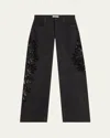 Diotima Stulla Botanical Cutout Wide-leg Jeans In Black