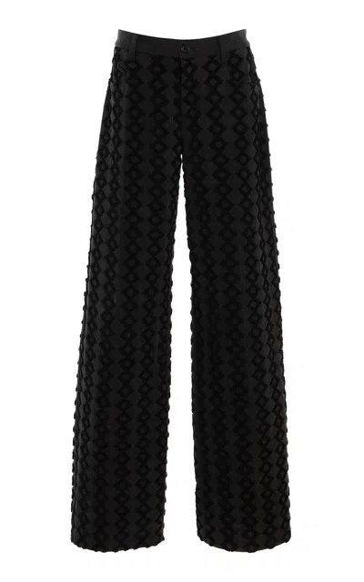 Diotima Stulla Embroidered Rigid High-rise Wide-leg Jeans In Black