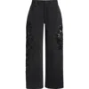 Diotima Stulla Botanical Cutout Wide-leg Jeans In Black
