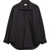 Diotima Tab Embroidered Cotton Poplin Button-up Shirt In Black