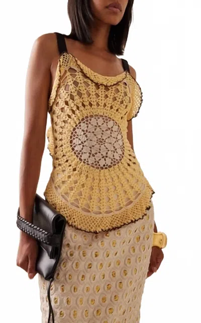 Diotima Toile Doilie Crochet Top In Butter Natural In Yellow