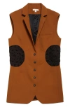 Diotima Tower Wool Long Vest In Tobacco