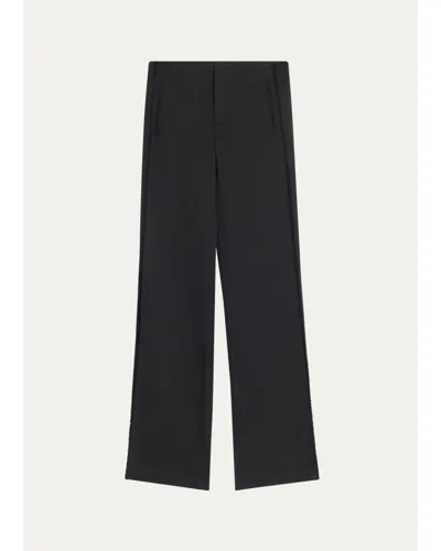Diotima Trine Handstitched Side Cutout Straight-leg Trousers In Black