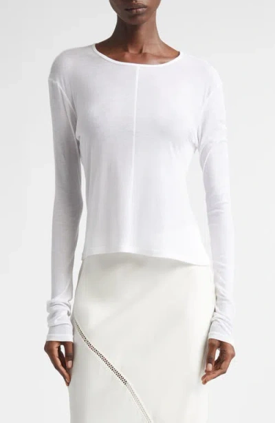 Diotima Veil Long Sleeve Cotton Knit Top In White