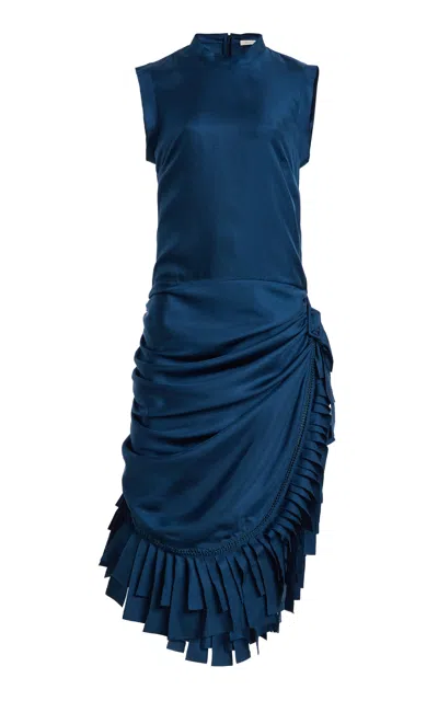 Diotima Ville Silk Twill Midi Dress In Blue