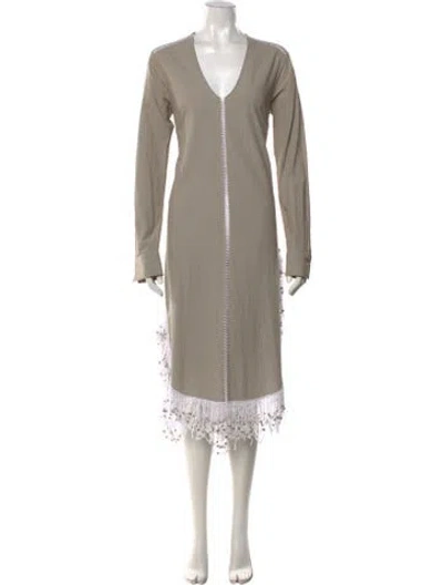 Pre-owned Diotima V-neck Midi Length Dress W/ Tags In Neutrals